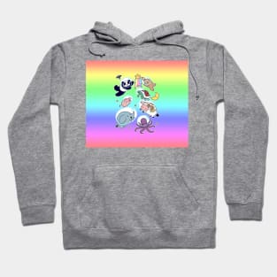 Space Animals Ombre Rainbow Hoodie